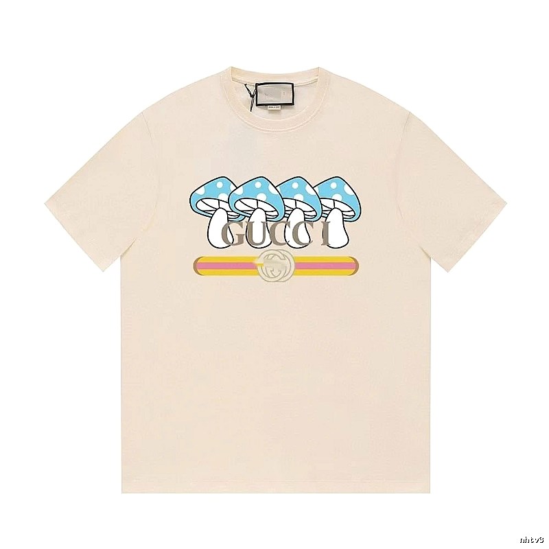 Gucci Mushroom Print Casual Style Off-white T-shirt