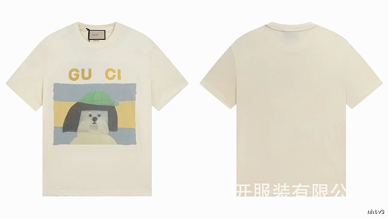 Gucci Puppy Print Casual Style Off-white T-shirt