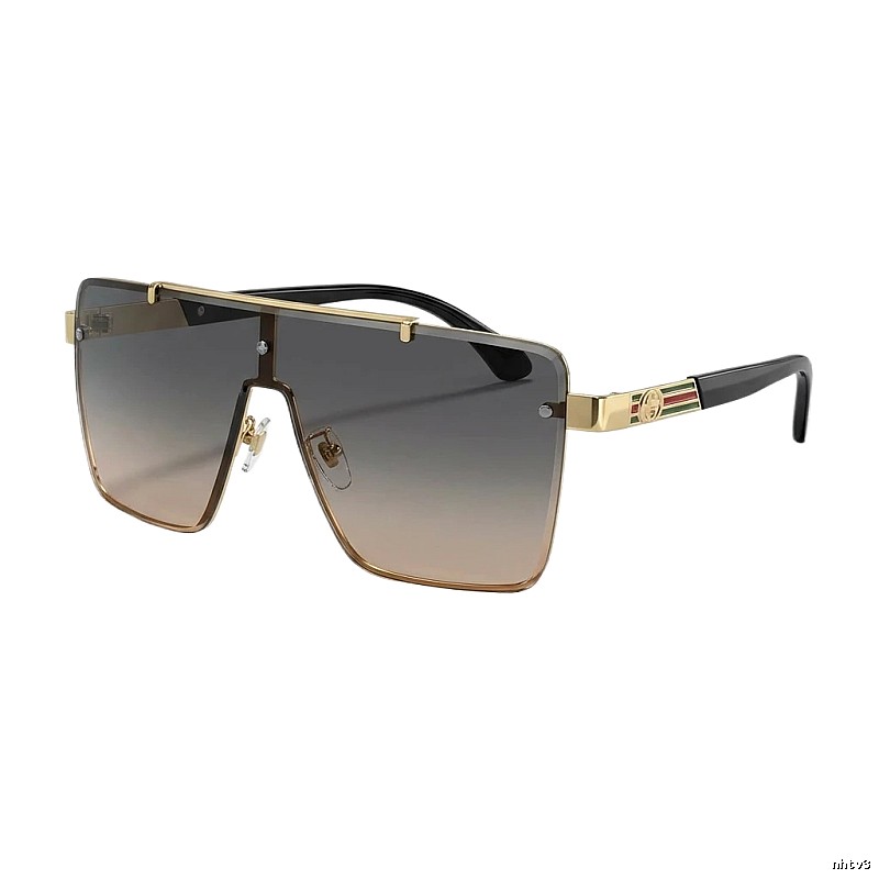 Gucci square - shaped fashionable gold sunglasses