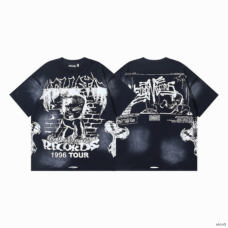 Hellstar 1996 Tour Dark Graffiti Distressed Black T-shirt