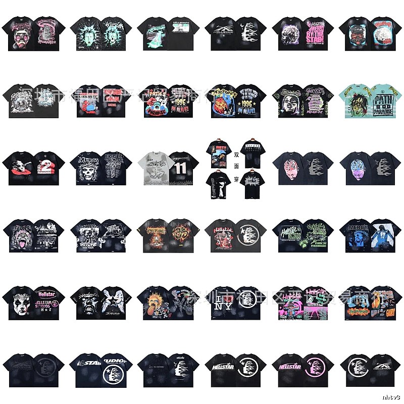 Hellstar Graffiti Collection Street Style Black Short Sleeve T-Shirt