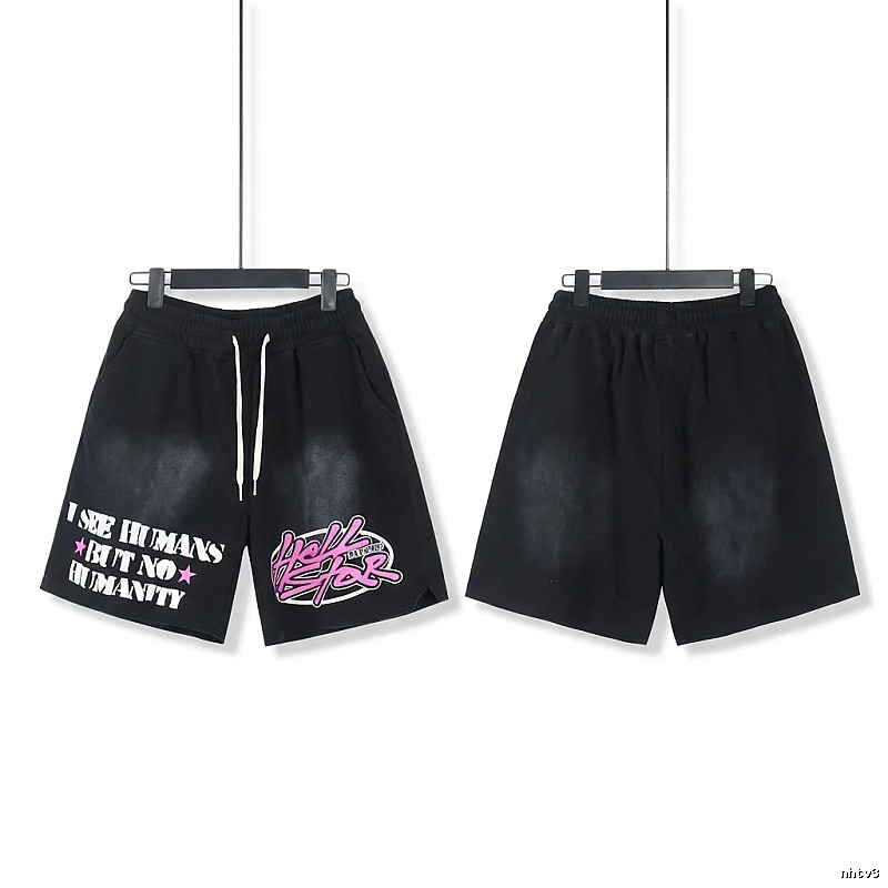 Hellstar graffiti-style black shorts
