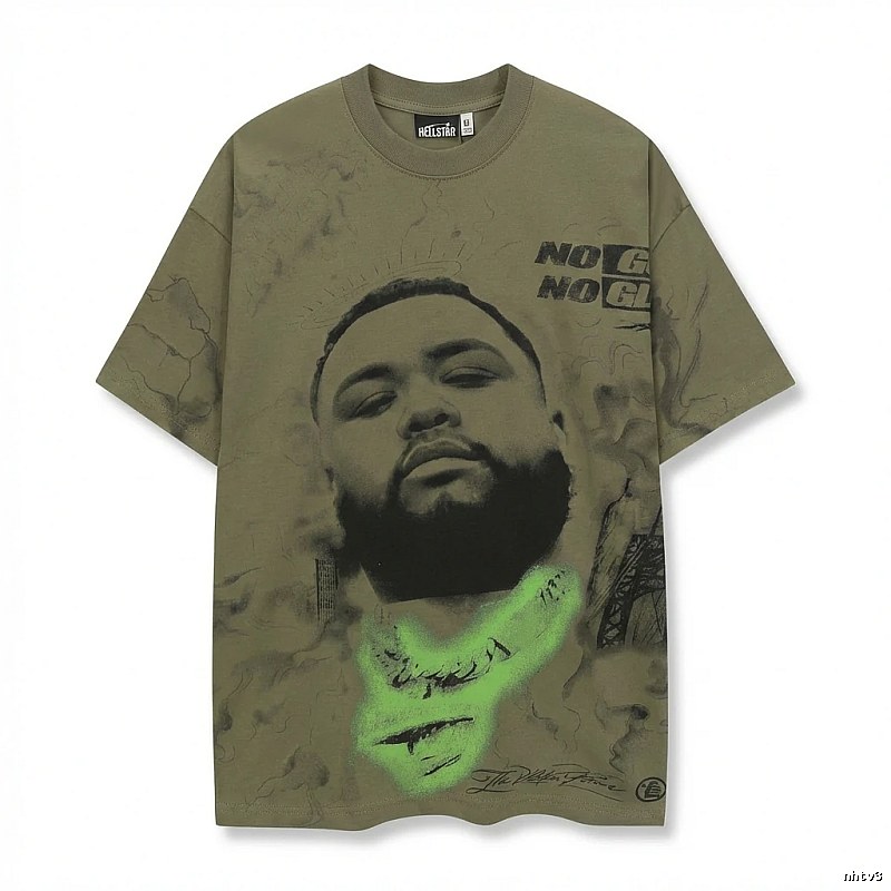 Hellstar Retro Style Olive Green T-shirt