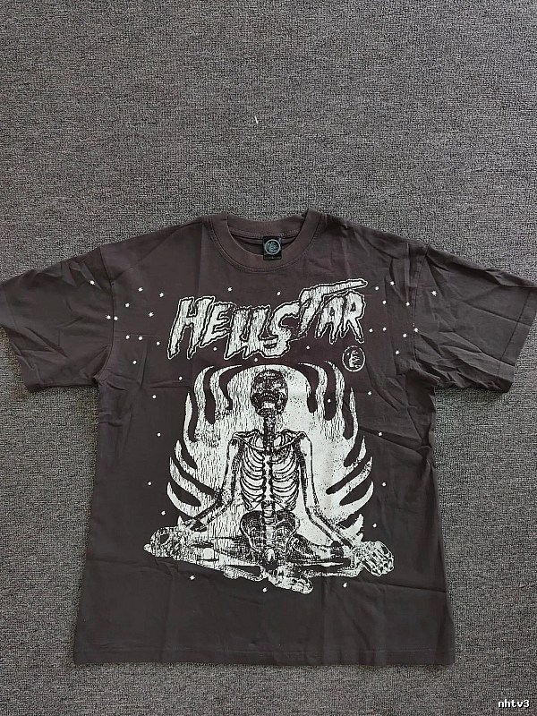 Hellstar Skull Print Dark Style Brown T-Shirt