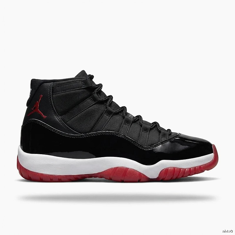High-top black and red Air Jordan 11 sneakers
