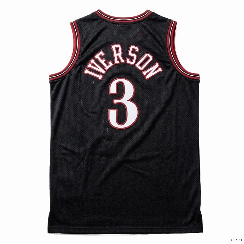 Iverson series black and red basketball uniforms.