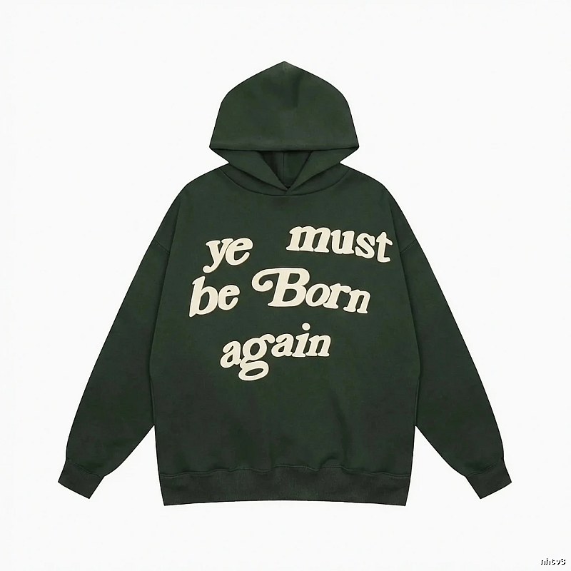 Kanye retro-style dark green hoodie