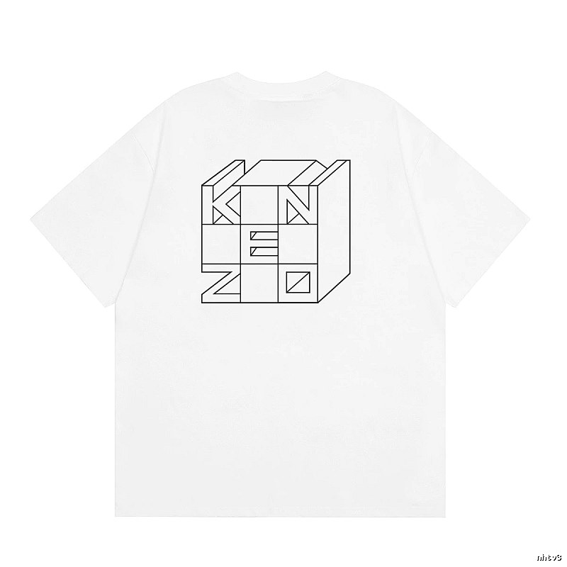 KENZO Geometric Lines Minimalist Style White T-shirt
