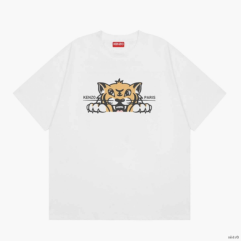 KENZO Tiger Head Series Casual Style White T-Shirt