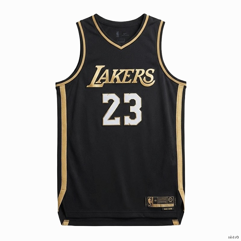 LBJ Lakers black and gold basketball uniform