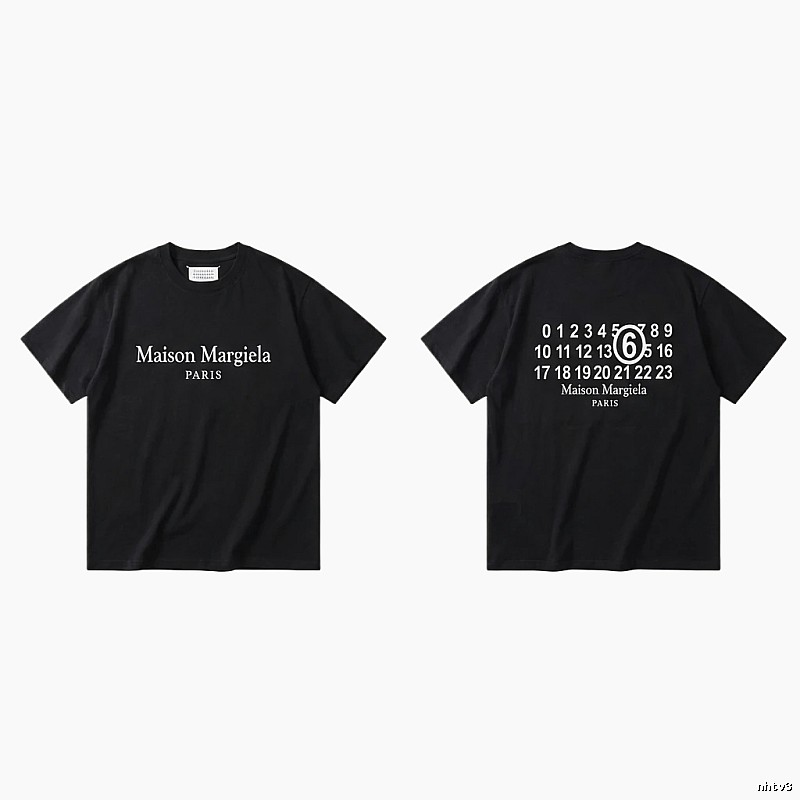 Maison Margiela black T-shirt with digital printing.