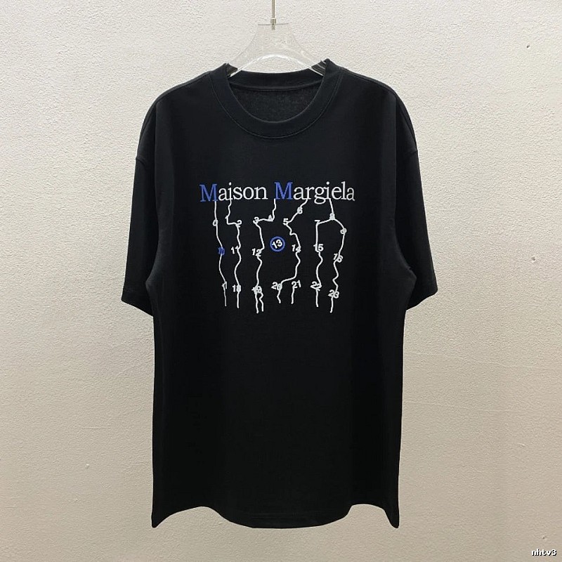 Maison Margiela Digital Embroidery Trendy Black T-Shirt