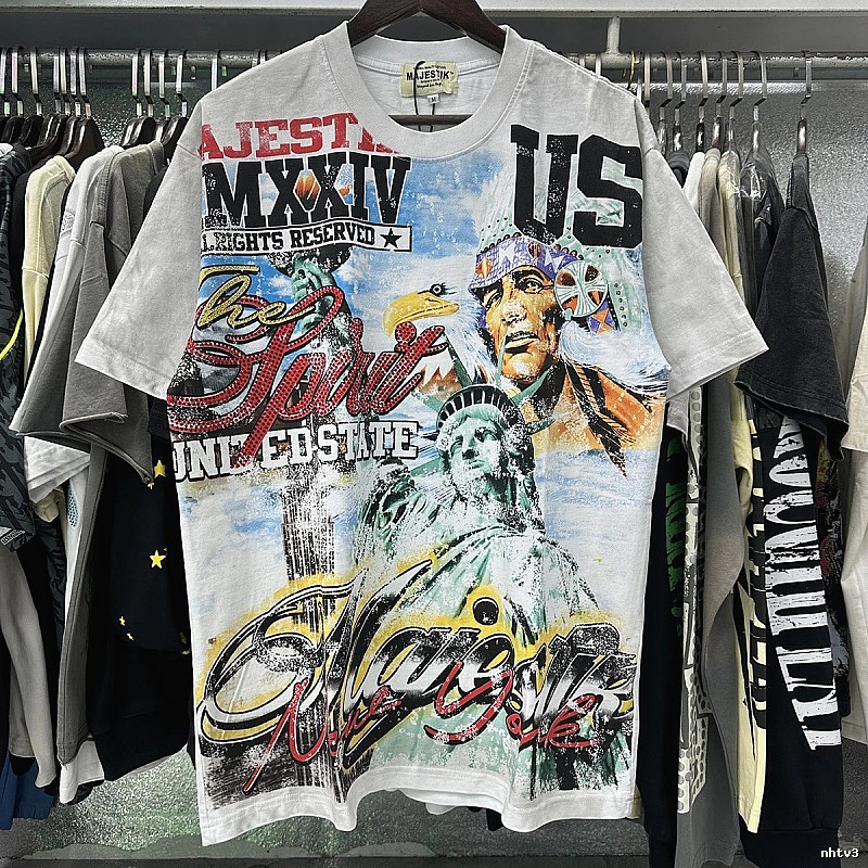 MAJESTIK American Vintage Printed White Short-sleeve T-shirt