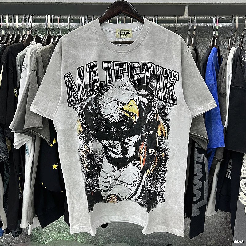 MAJESTIK Rugby Street Style Distressed White T-Shirt