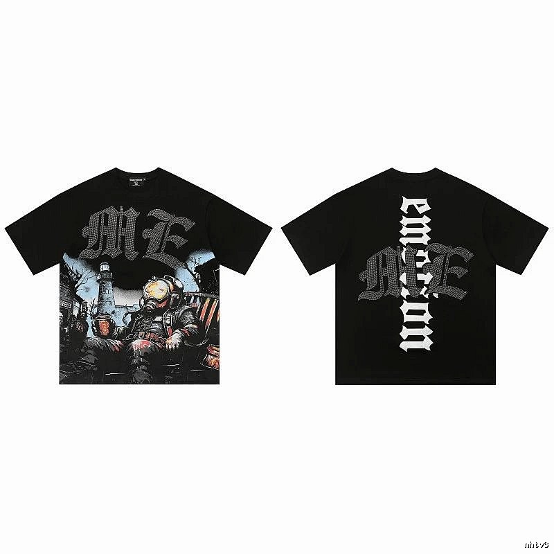 Mixed Emotion Printed Dark-style Black T-Shirt