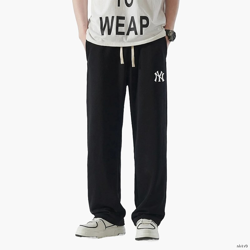 MLB fleece-lined and thickened casual black pants