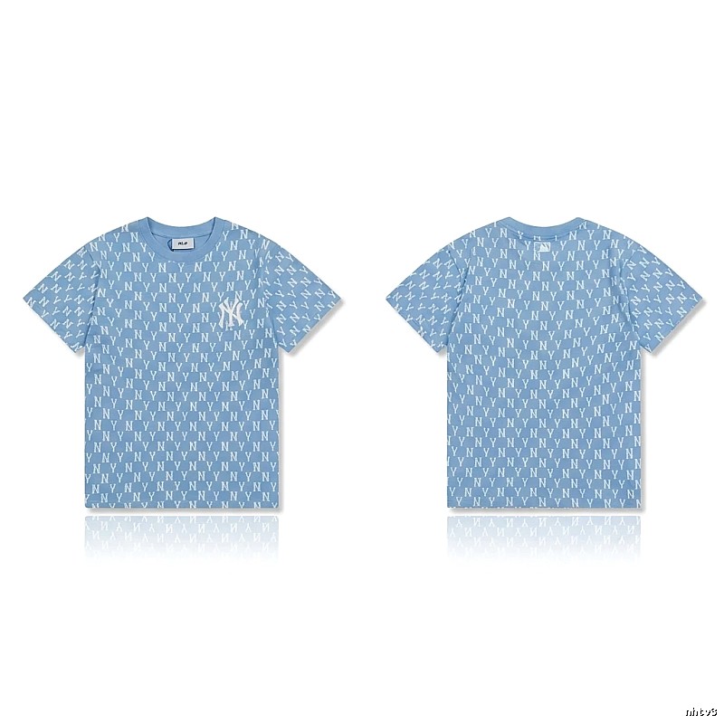 MLB full - print style light blue T - shirt