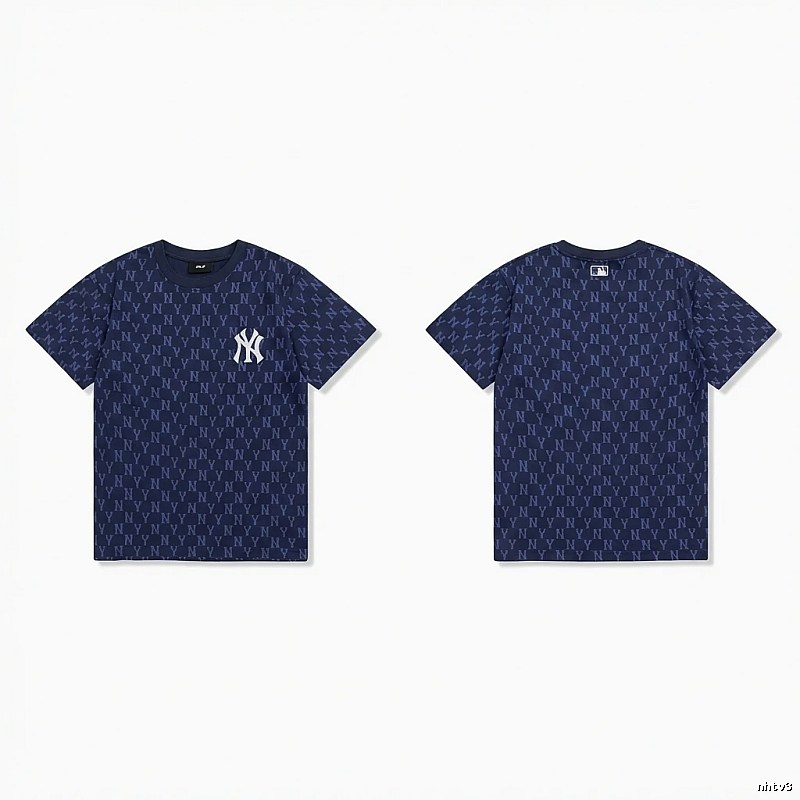 MLB full - print style navy blue T - shirt