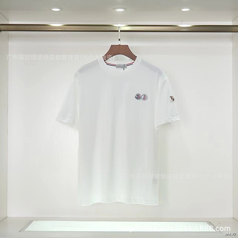 Moncler Badge Casual Style White T-Shirt