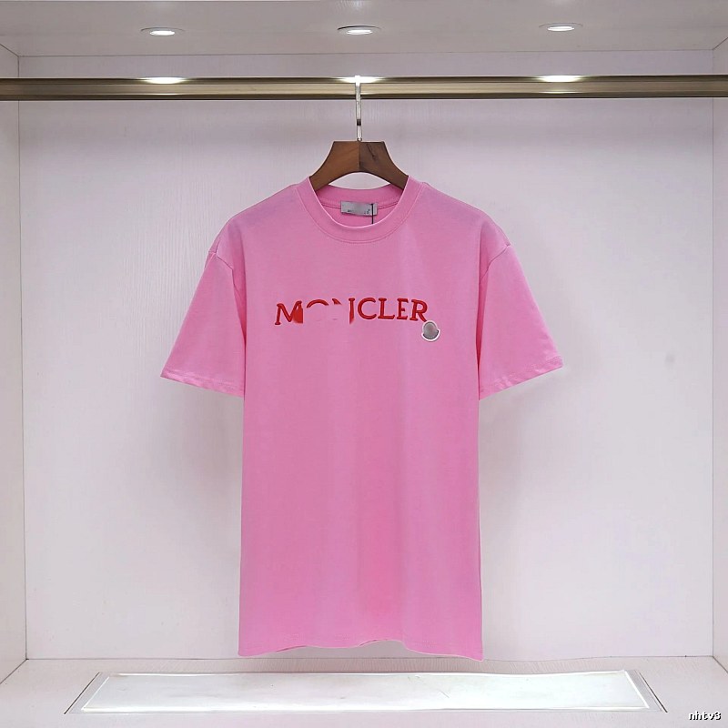 Moncler Embroidered Casual-style Pink T-Shirt
