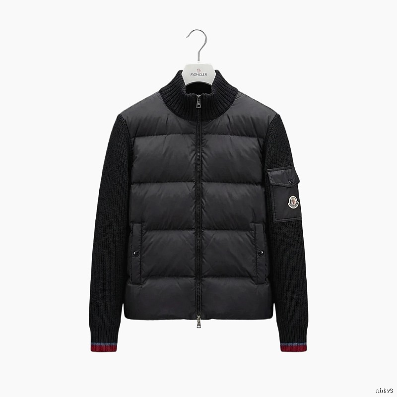 Moncler knitted and spliced black down jacket