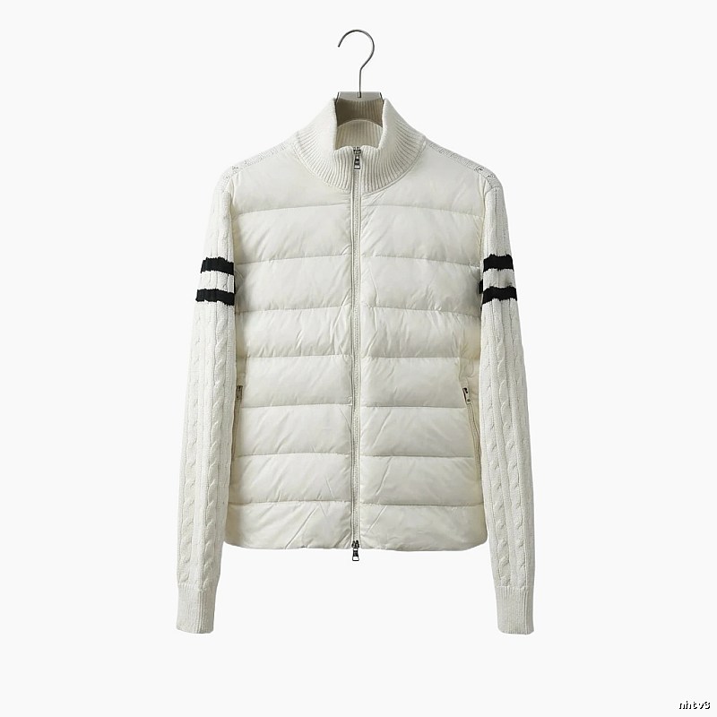 Moncler knitted and spliced windproof white down jacket