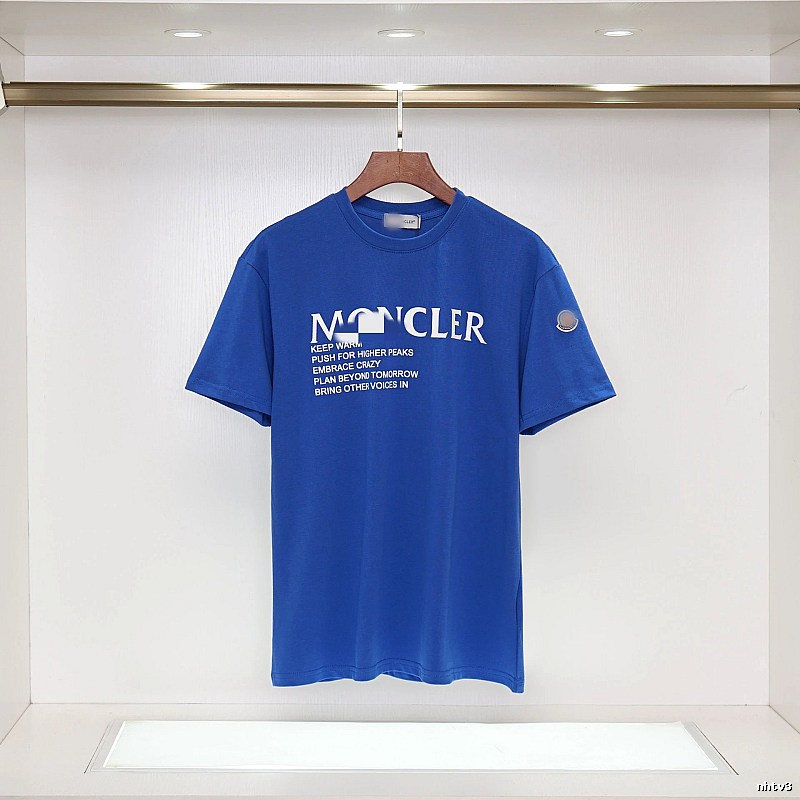 Moncler Letter Print Casual Blue Short-sleeve T-shirt