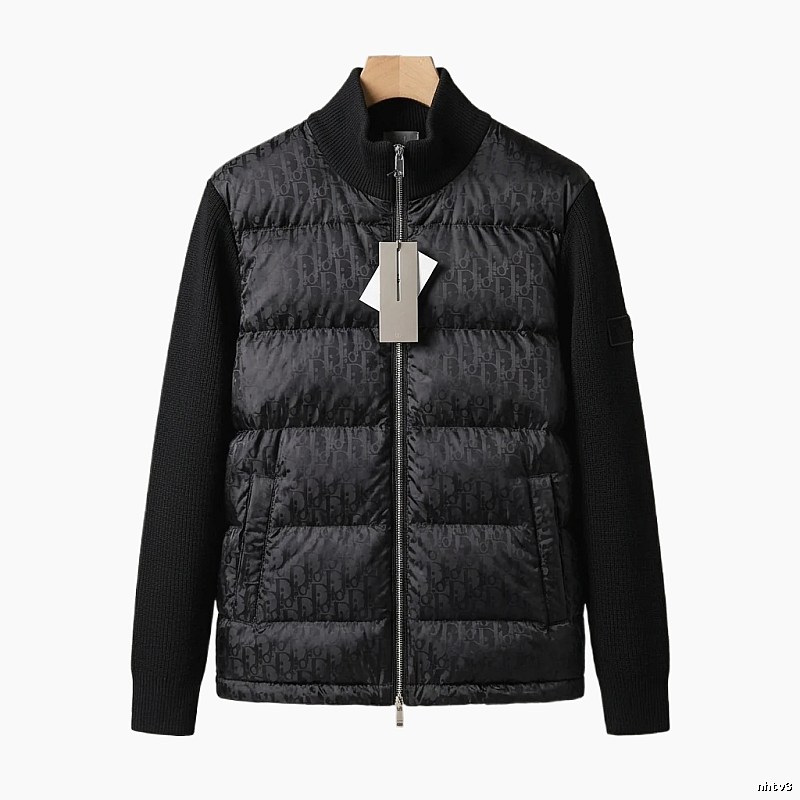 Moncler letter - printed black down jacket