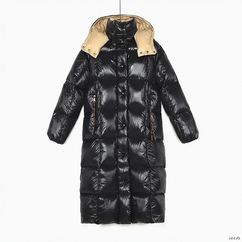 Moncler long black down jacket
