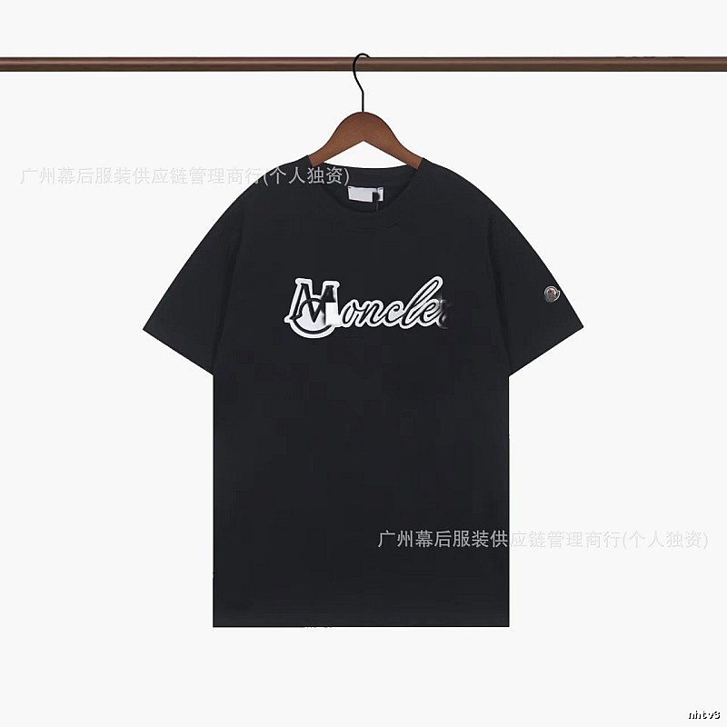 Moncler Printed Collection Streetwear Style Black T-Shirt