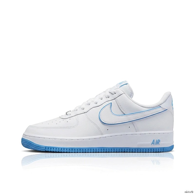 Nike Air Force 1 Simple White and Blue Shoes