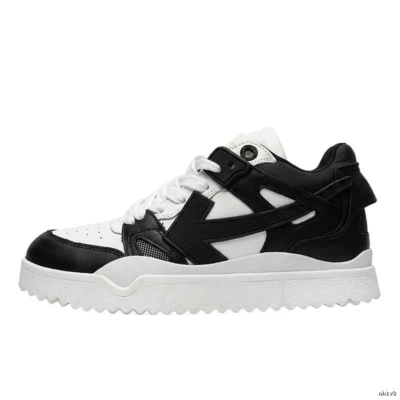 Off-White deconstructed style black and white sports shoes