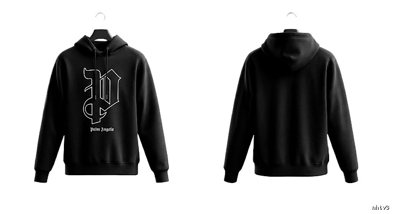 Palm Angels Gothic Style Black Sweatshirt