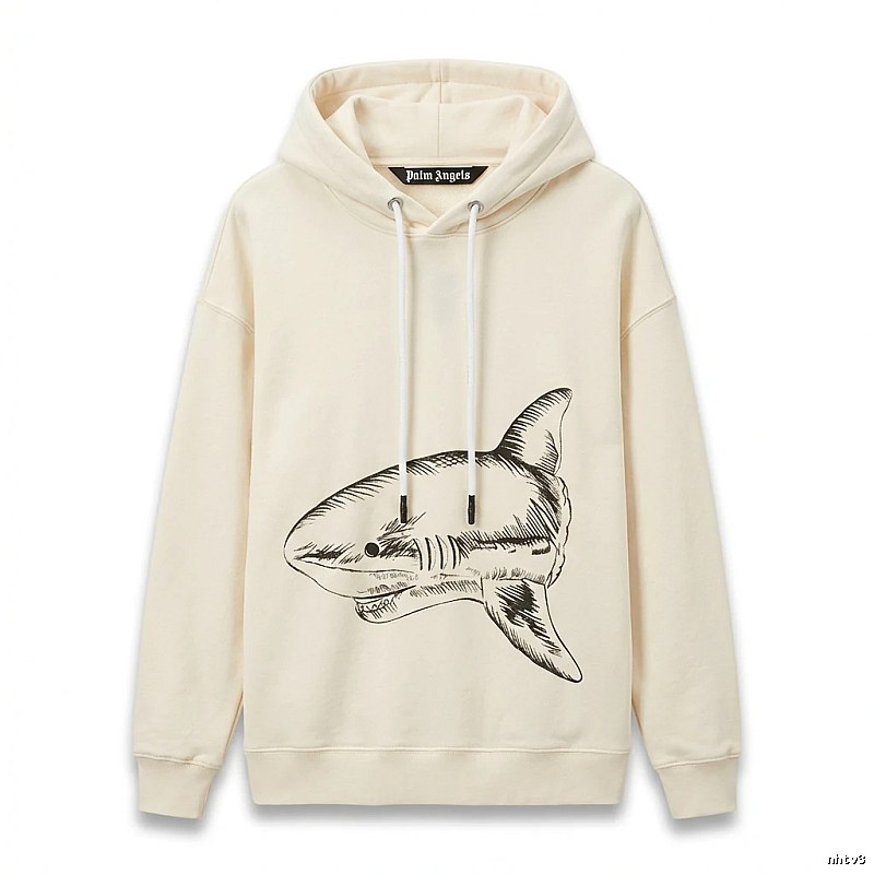 Palm Angels Shark Series Simple Style Beige Hoodie