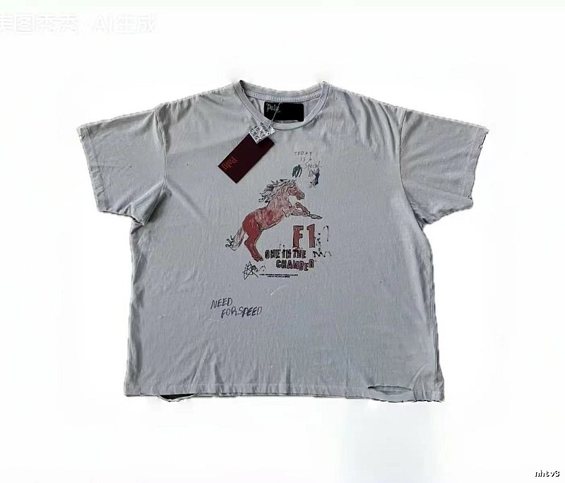 Paly Hollywood F1 Red Horse Vintage Light Grey T-Shirt