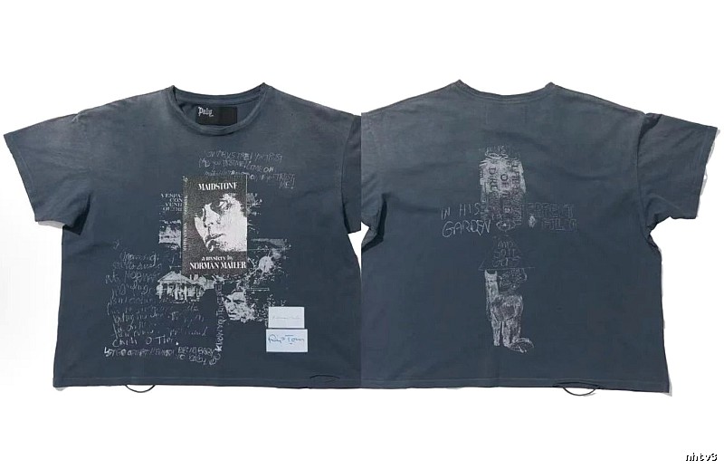 Paly Hollywood Portrait Graffiti Vintage Washed Grey T-shirt