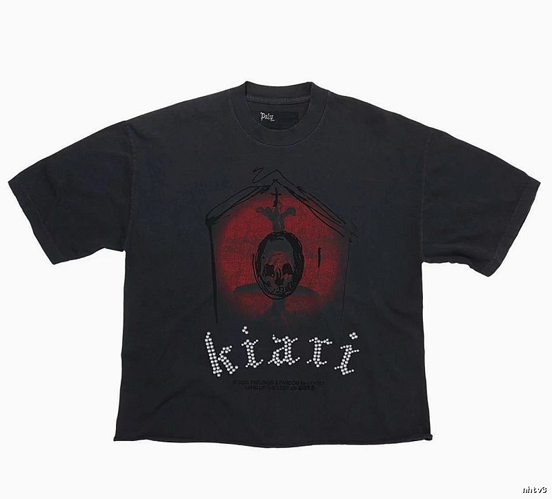 Paly Hollywood Skull Dark Distressed Black T-Shirt