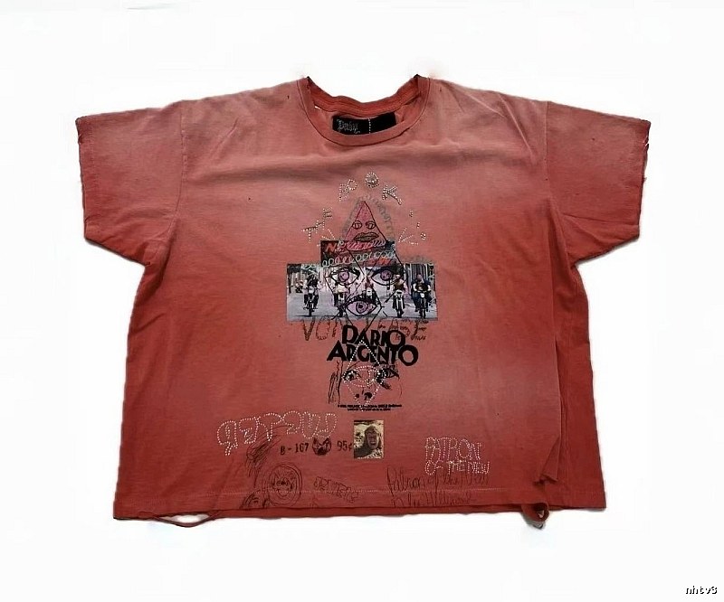 Paly Hollywood Vintage Distressed Dirty Orange Printed T-Shirt