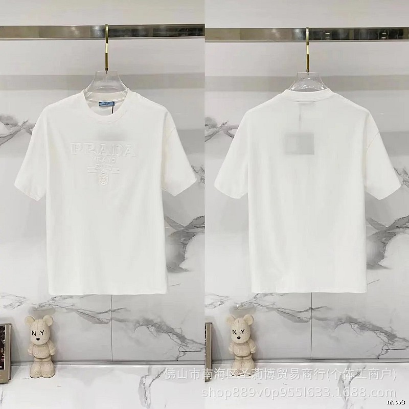 Prada Classic Collection Minimalist Style White Short-sleeved T-shirt