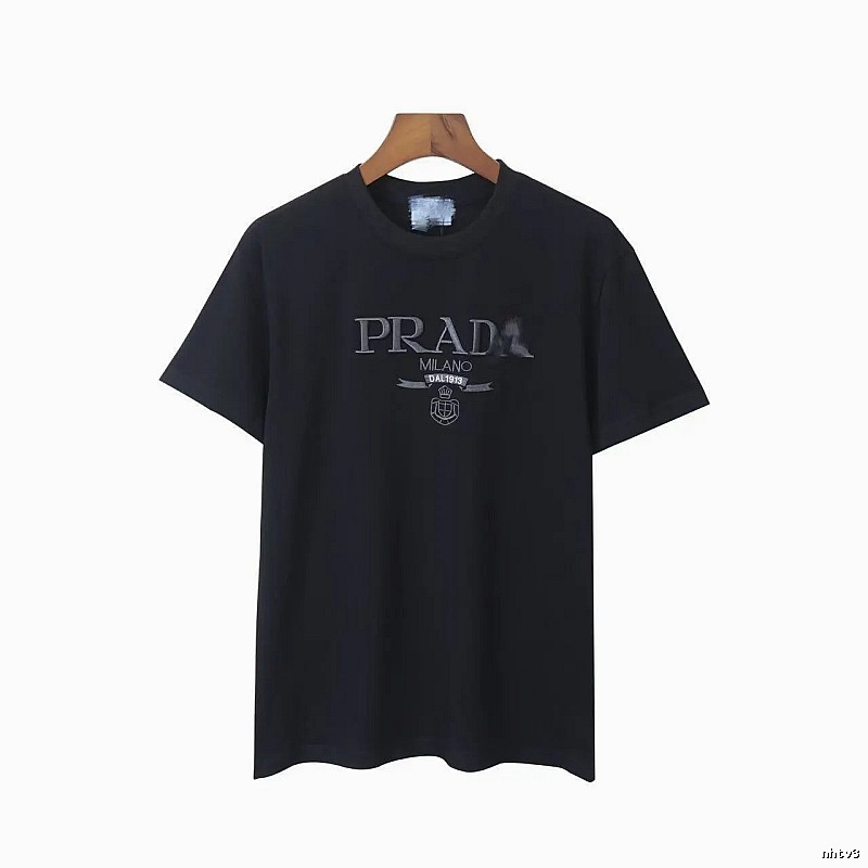 Prada Embroidered Minimalist Black Short-sleeve T-Shirt