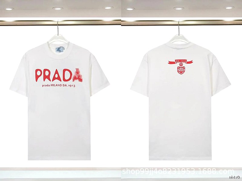 Prada Graffiti Collection Casual Style White Short-sleeve T-shirt