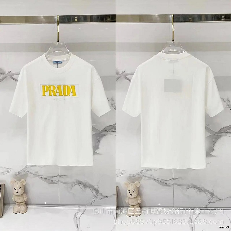 Prada Letter Print Streetwear Style White T-Shirt