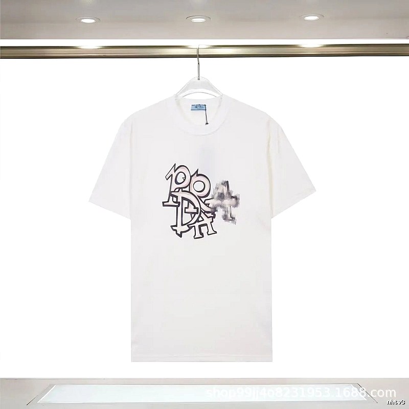 Prada Overlapping Print Street Style White Short Sleeve T-Shirt