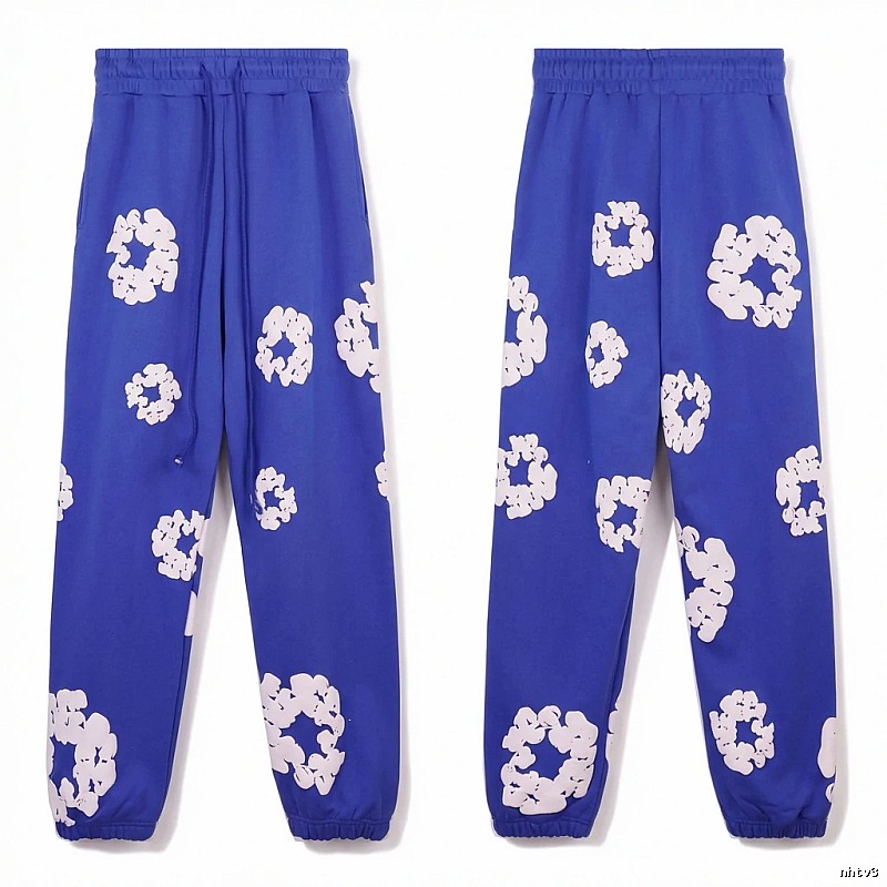 Printed casual blue pants with DENIM TEARS