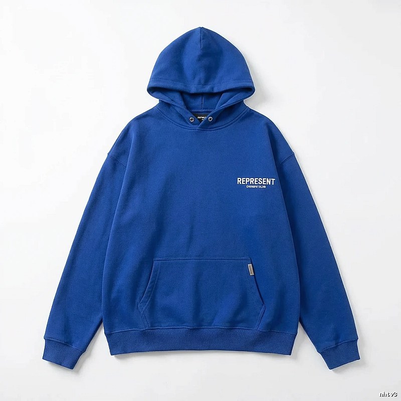 REPRESENT Owners Club Simple Style Blue Hoodie