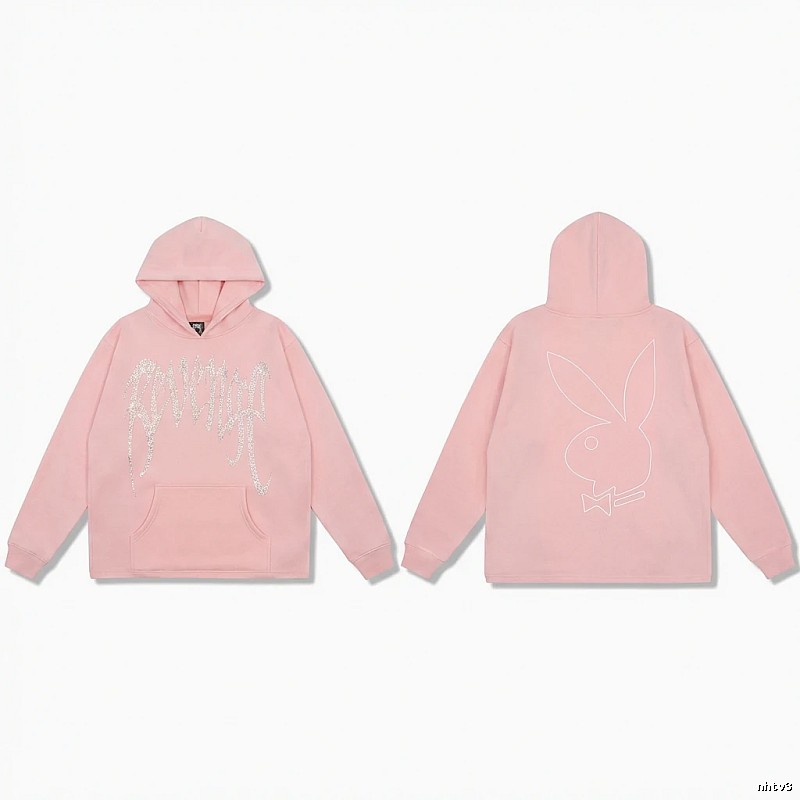 Revenge rabbit print pink hoodie