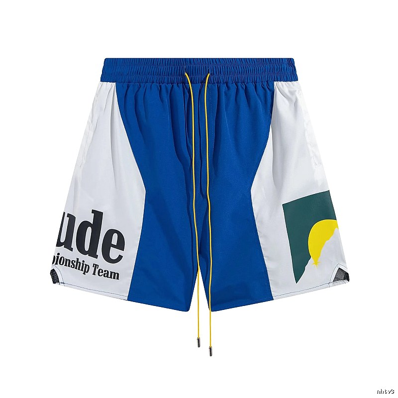 RHUDE Blue and White Color - Blocked Casual Shorts