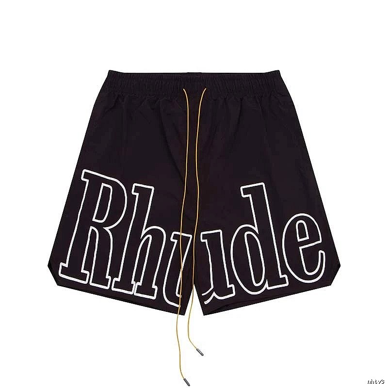 RHUDE letter-style black shorts