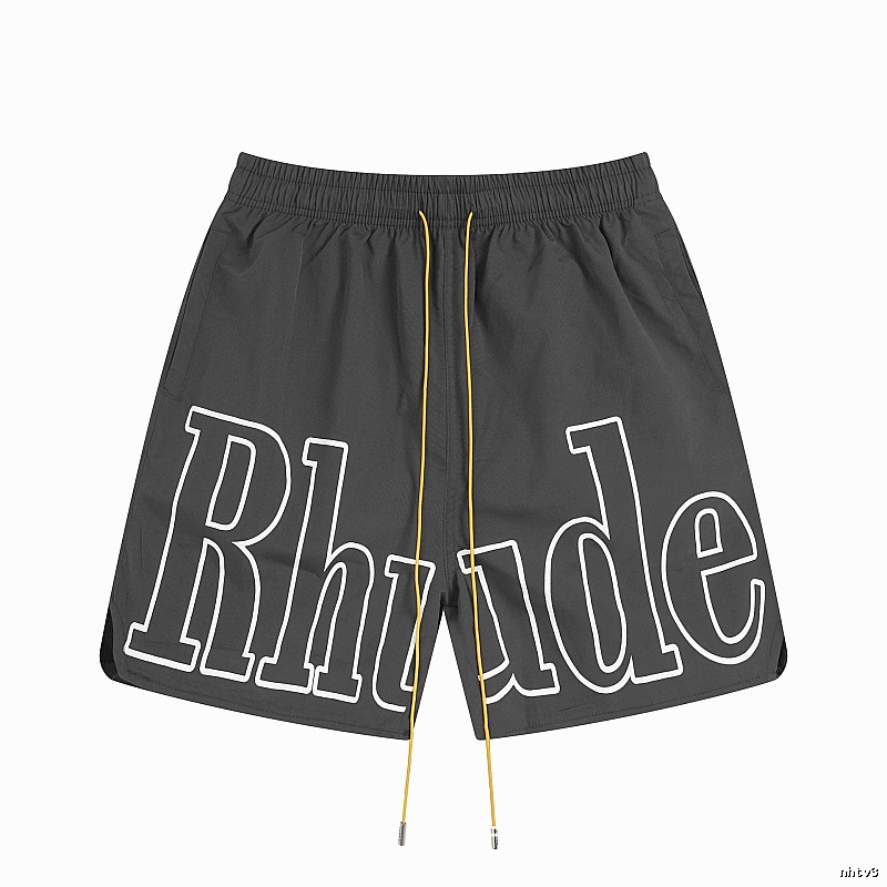 RHUDE letter-style black shorts