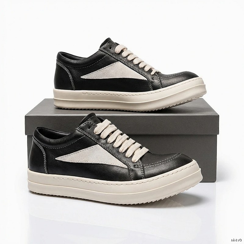 Rick Owens retro-style black and grey skate shoes